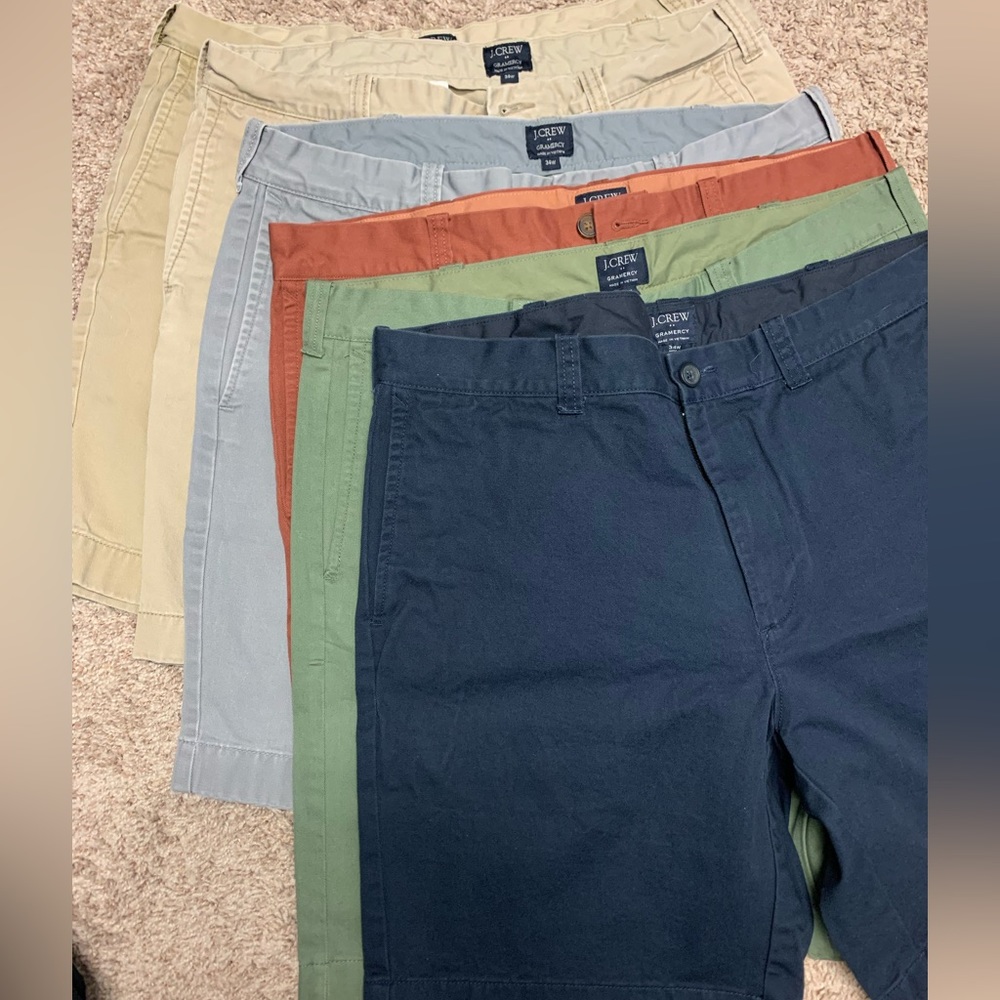 BUNDLE OF 6 Men’s J Crew Gramercy Inseam 8-9” Chino Shorts Flat Front Size 34